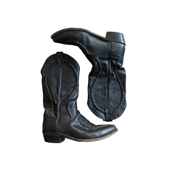 Dan Post Laredo Men\'s‎ Black Laramie Stitched Leather Cowboy Boots 8 D